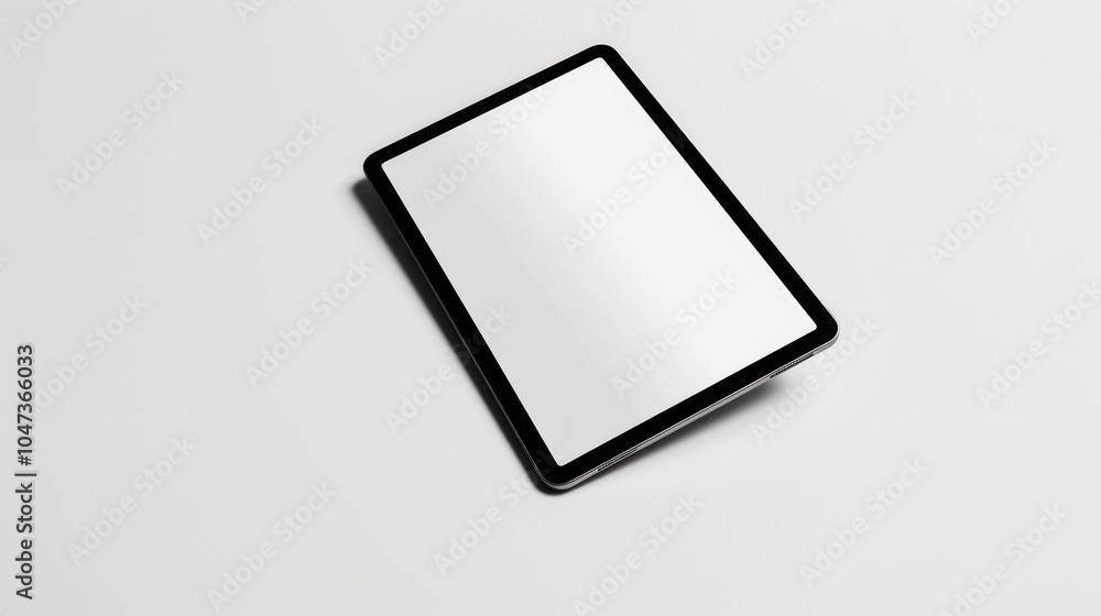 Black Tablet Computer with White Blank Screen on a White Surface Black Tablet Computer with White Blank Screen on a White Surface