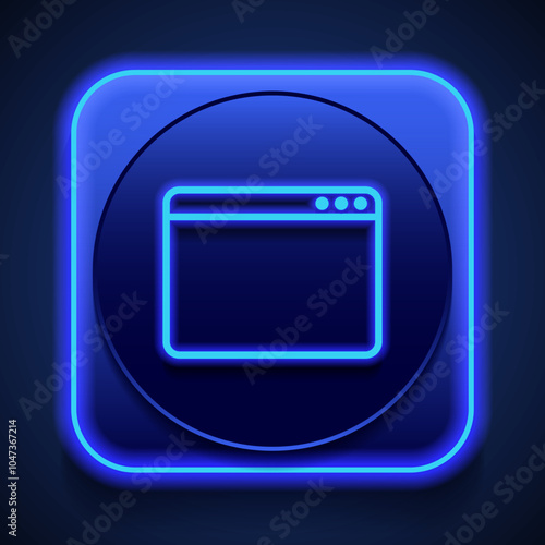 Free Download Browser simple icon vector. Flat design. Blue neon style on button. With shadow - GFXLoad