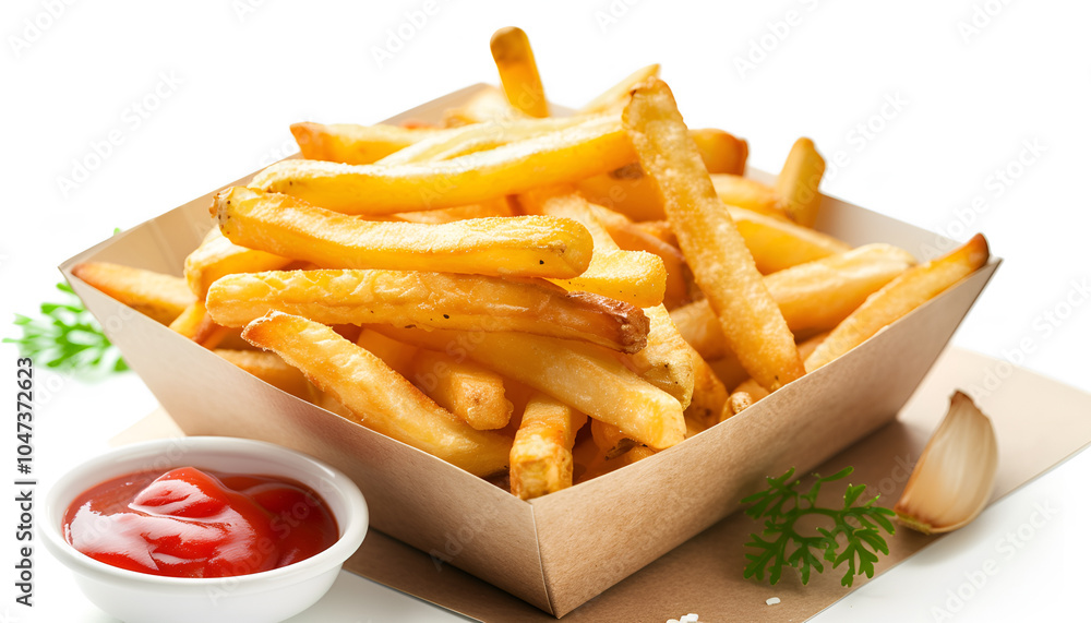 Delicious fresh french fries on white background Delicious fresh french fries on white background