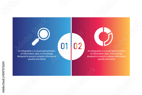Simple Business Infographic Element design with Unique 2 options can be used for workflow layout, diagram, annual report.
