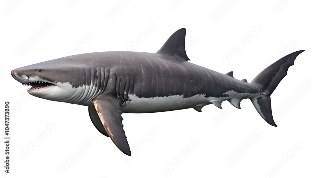 Fototapeta premium Basking Shark on white background isolated 