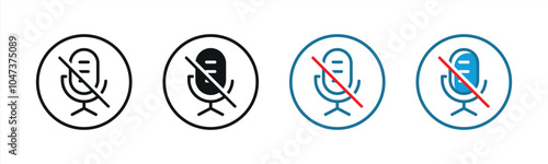 mic icon set. mic off, mic mute icon. vector illustration