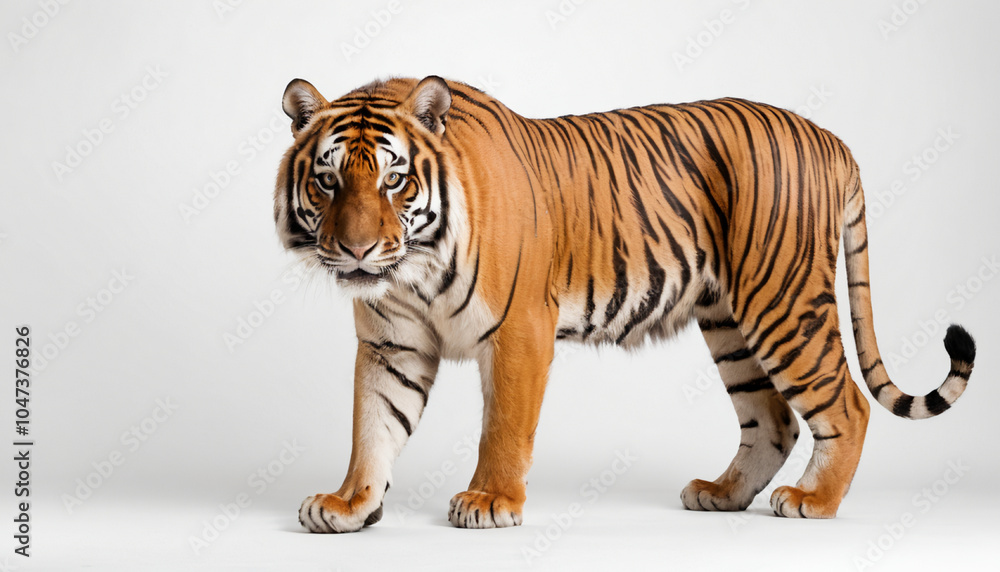 Obraz premium Bengal Tiger on white background isolated 