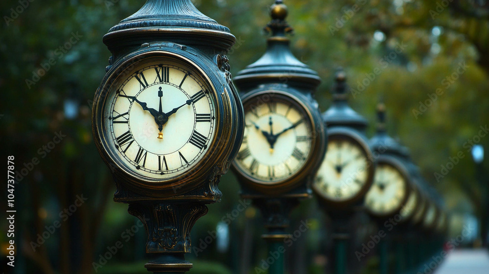 Fototapeta premium Old street clocks close-up 