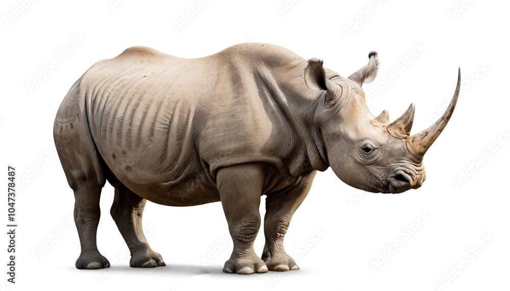 Fototapeta premium Black Rhinoceros on white background isolated