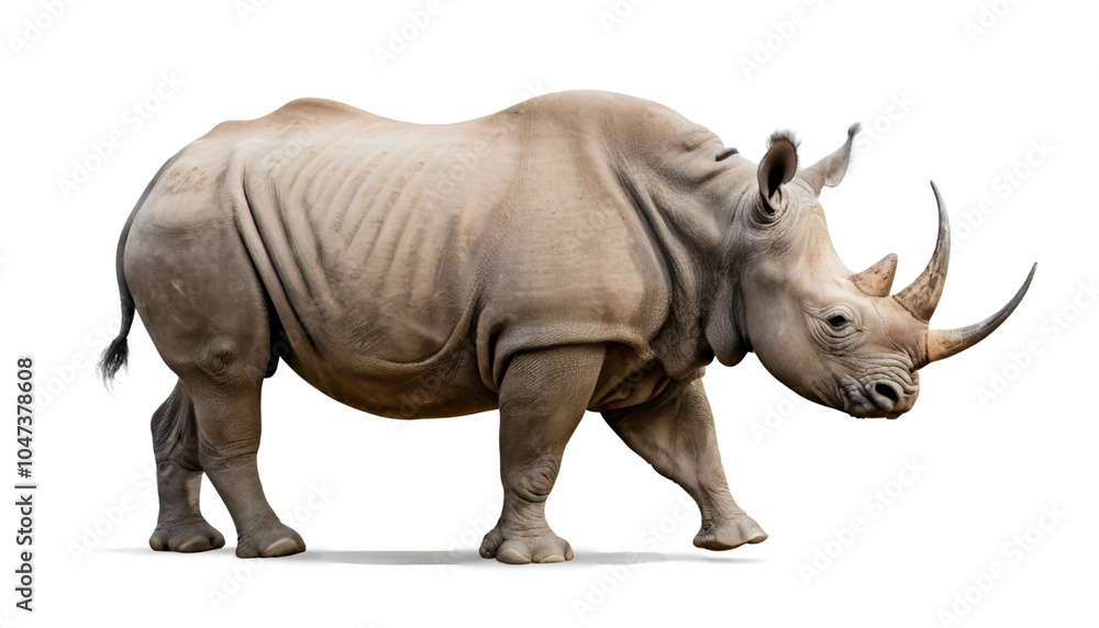 Fototapeta premium Black Rhinoceros on white background isolated