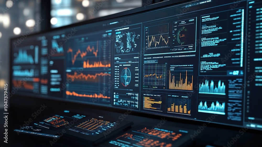 High-Tech Data Dashboard with Analytical Graphs and Charts High-Tech Data Dashboard with Analytical Graphs and Charts