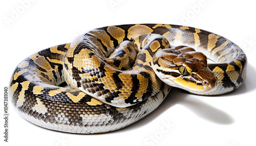 Burmese Python on white background isolated