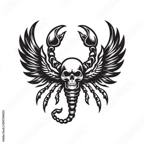 Scorpion Wings with Skull Silhouette Vector Illustration – Dark and Edgy Design