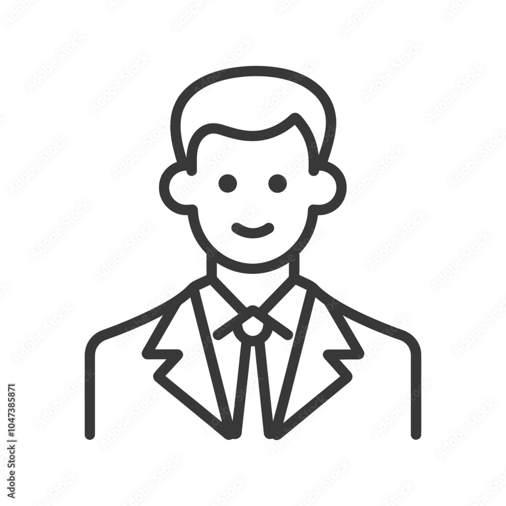 Line Drawing of a Smiling Man in a Suit and Tie Line Drawing of a Smiling Man in a Suit and Tie