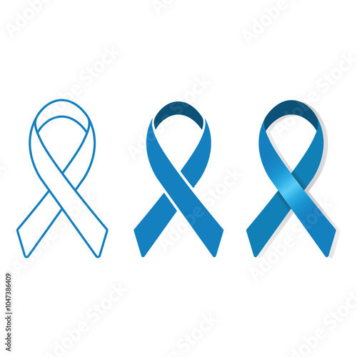 Prostate Cancer Awareness Month Blue Ribbon Vector Design.