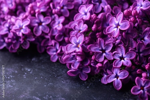 Close-up of Purple Lilac Flowers on a Dark Background