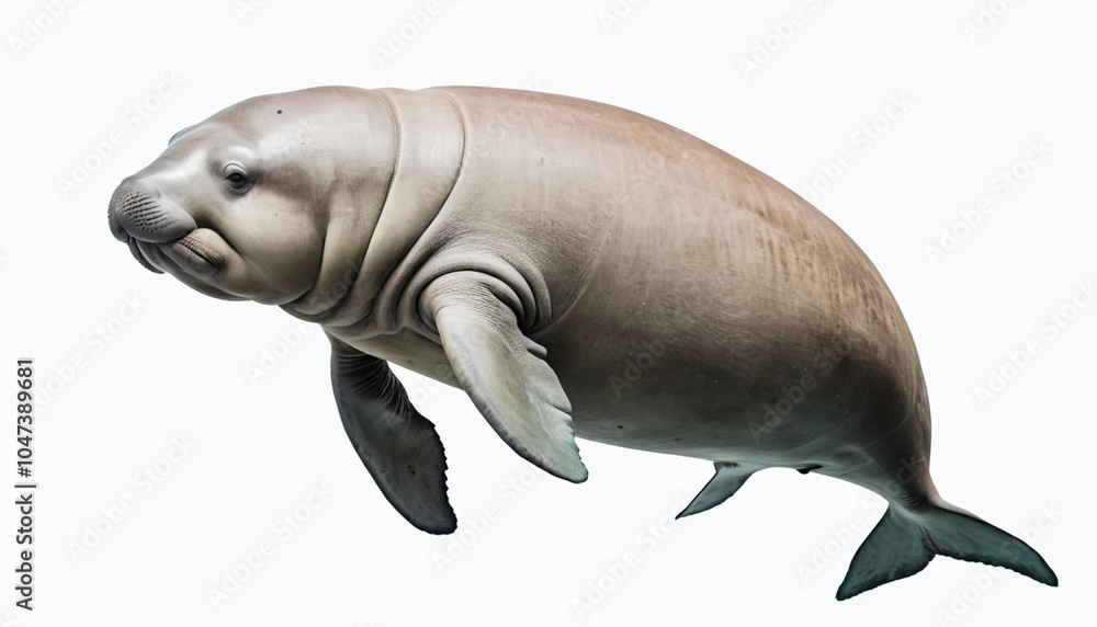 Fototapeta premium Dugong on white background isolated