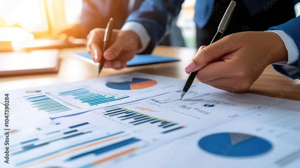 Business People Analyzing Reports with Graphs Business People Analyzing Reports with Graphs