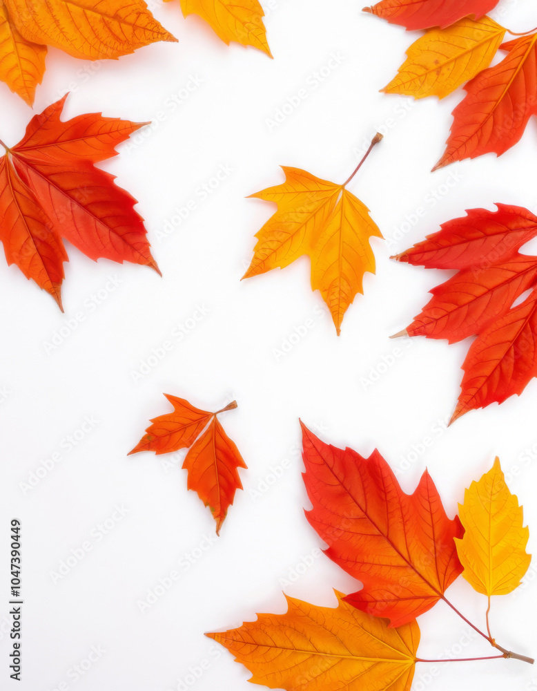 artificial autumn foliage made of plastic on a white background artificial autumn foliage made of plastic on a white background
