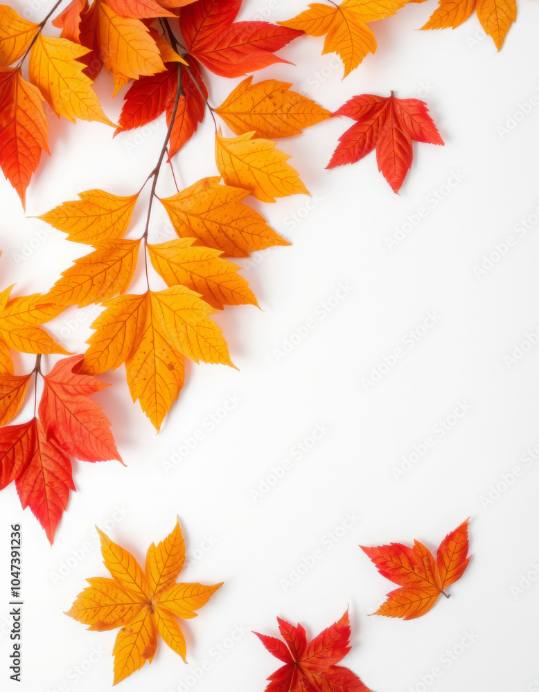 artificial autumn foliage made of plastic on a white background artificial autumn foliage made of plastic on a white background