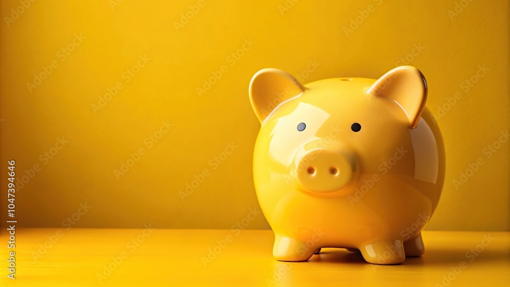 Yellow piggy bank on bright background Yellow piggy bank on bright background