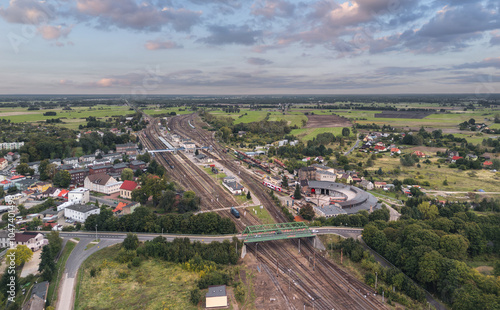 Obraz na płótnie Aerial skyline cityscape of Krzyż Wielkopolski, Poland. Panoramic autumn view w salonie