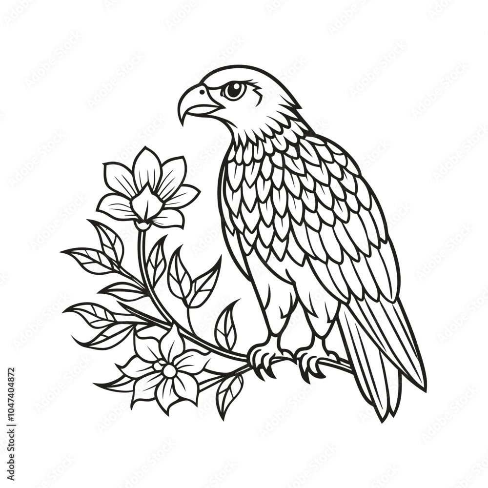 Fototapeta premium Eagle vector illustration Coloring book for children (7)