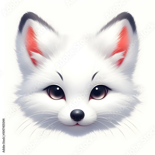 흰 배경, 북극여우, 애니메이션 아트 (White background, Arctic fox, animation art) photo