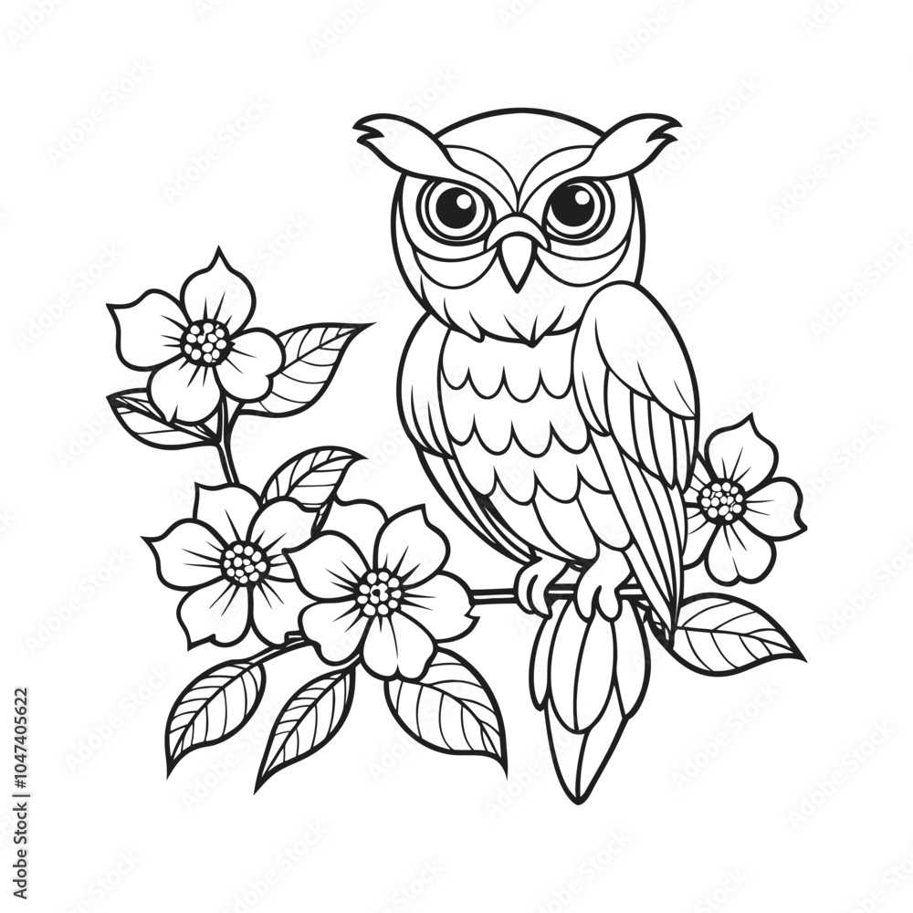 Obraz premium Owl vector illustration Coloring book for children