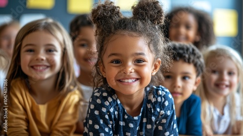 Happy Diverse Children Classroom Group Portrait