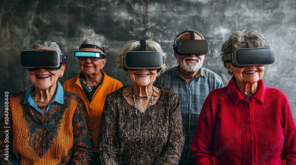 Senior Citizens Enjoying Virtual Reality Experience Senior Citizens Enjoying Virtual Reality Experience