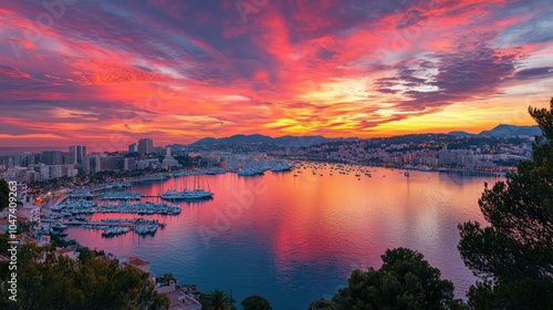 Vibrant Mediterranean Sunset Over Calm Waters