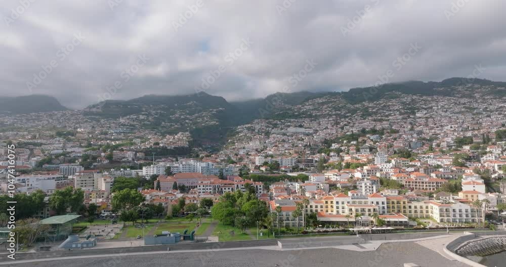 Still Images Captured From A Video Showcasing A Panoramic Aerial View Of Funchal, The Capital Of Madeira, Portugal Still Images Captured From A Video Showcasing A Panoramic Aerial View Of Funchal, The Capital Of Madeira, Portugal