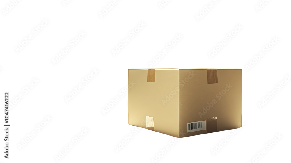 A brown cardboard box is displayed on a white isolated background, symbolizing shipping, packaging, and logistics in business. A brown cardboard box is displayed on a white isolated background, symbolizing shipping, packaging, and logistics in business.