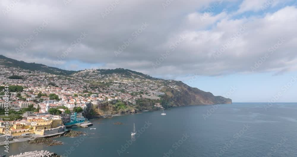 A Stunning Aerial View Showcasing The Beautiful Coastal City Of Funchal On The Island Of Madeira, Portugal A Stunning Aerial View Showcasing The Beautiful Coastal City Of Funchal On The Island Of Madeira, Portugal