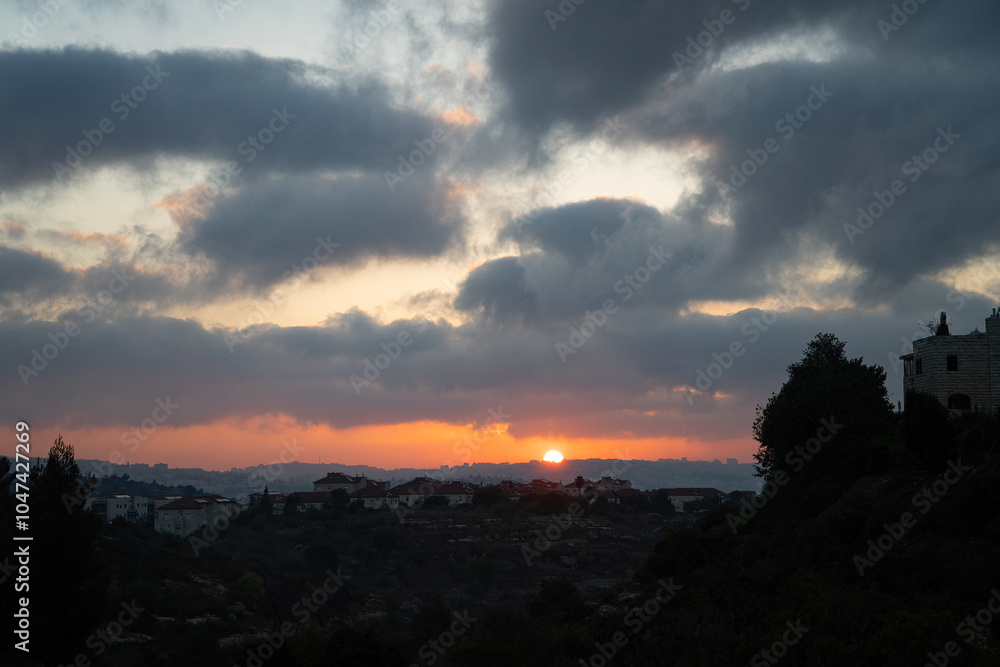 Obraz premium Sunrise over Jerusalem, Israel