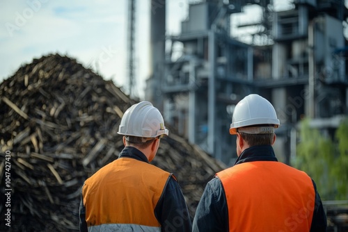 Engineers at a biomass power plant, overseeing the burning of organic material