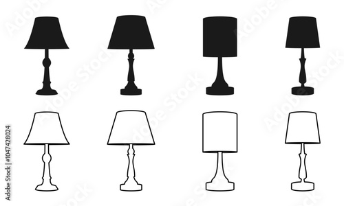 table lamp icon set vector illustration isolated on white background.