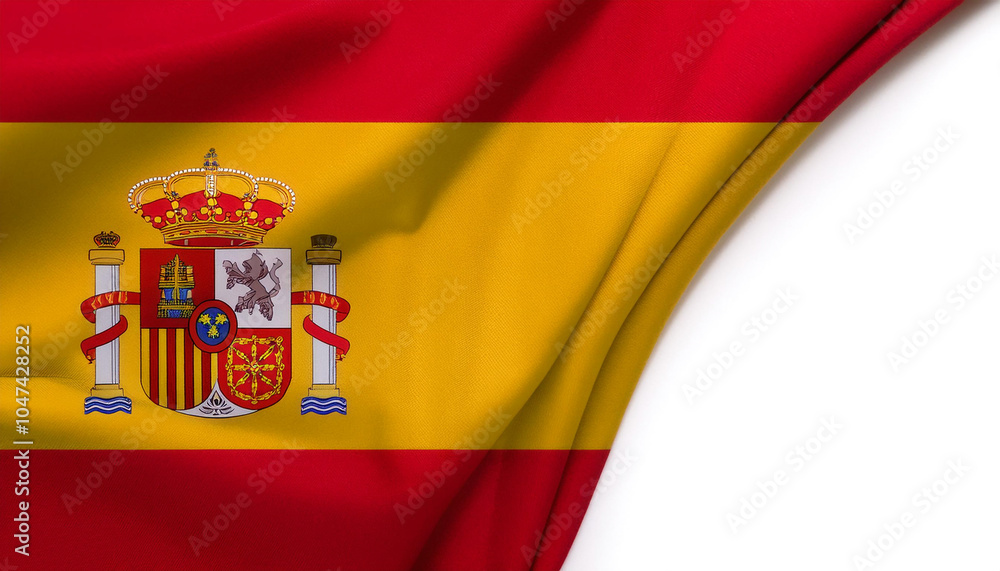 Kingdom of Spain flag waving in the wind. Kingdom of Spain blowing, soft and smooth silk Kingdom of Spain flag waving in the wind. Kingdom of Spain blowing, soft and smooth silk
