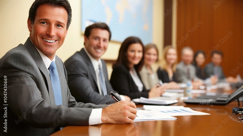 Professional Business Meeting with Smiling Participants Professional Business Meeting with Smiling Participants