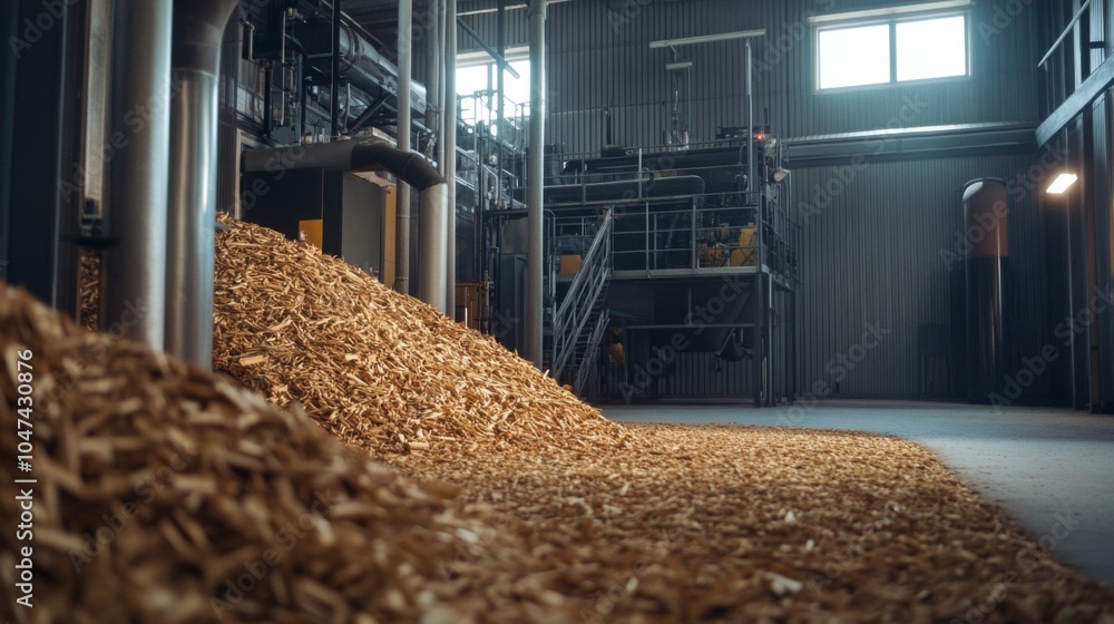 Biomass generator installation in industrial setting shown in ...