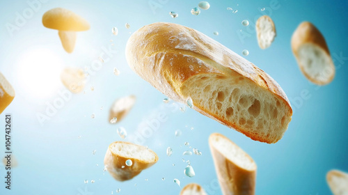 Wallpaper Mural Bread in the air on a blue background Torontodigital.ca