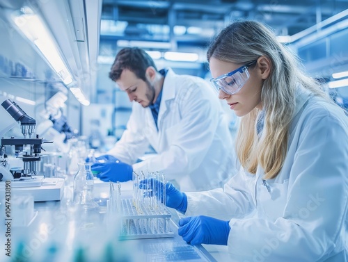 Engineers conducting stress tests on materials in a high-tech laboratory