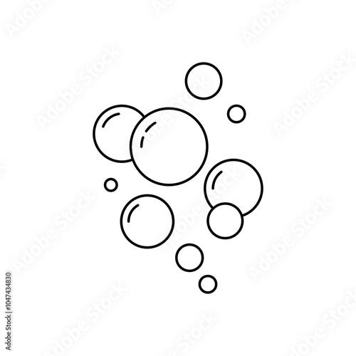 Bubble icon set. Soap foam, fizzy drink, oxygen bubbles
