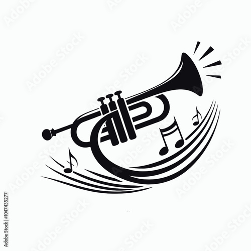  a ribbon that turns into a music staff vector sulhouette , isolated white background 