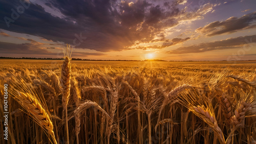 wheat field at sunset
