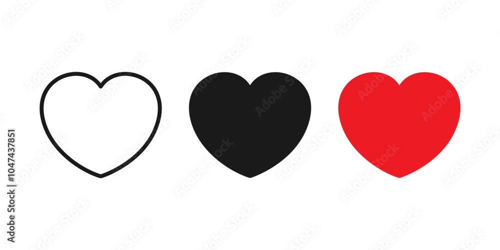 Heart vector icons. Set of love symbols isolated on white background - eps 10 Heart vector icons. Set of love symbols isolated on white background - eps 10