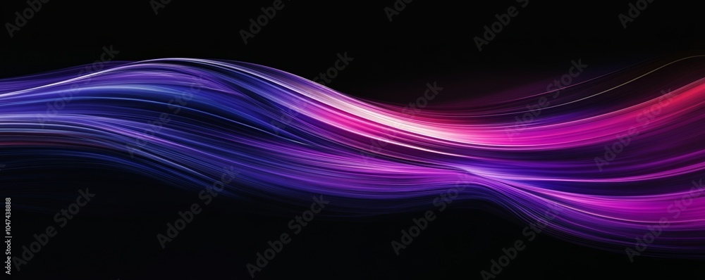 Abstract flowing lines creating dynamic colorful waves on black background Abstract flowing lines creating dynamic colorful waves on black background
