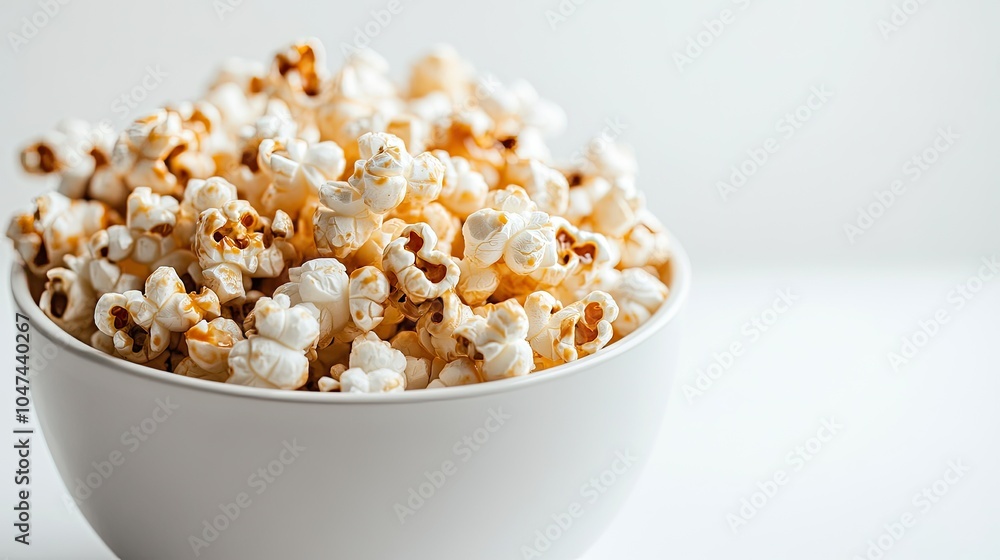 A bowl of caramel popcorn neatly arranged on a white background, perfect for movie night snack concepts or casual gatherings. A bowl of caramel popcorn neatly arranged on a white background, perfect for movie night snack concepts or casual gatherings.