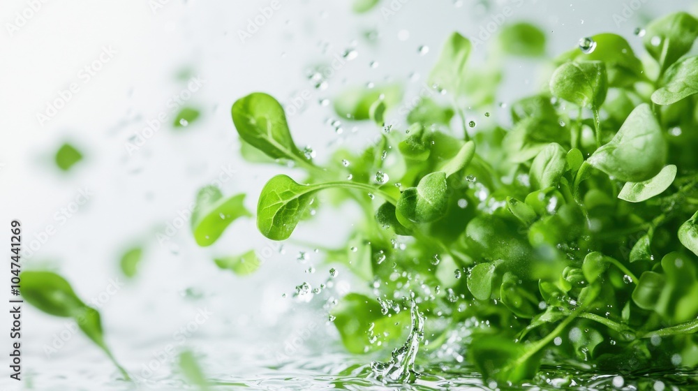 Fresh Green Watercress Sprinkled with Water Fresh Green Watercress Sprinkled with Water