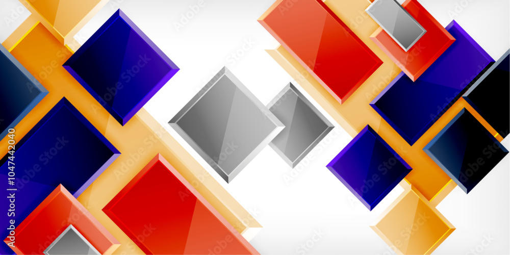 Glass toy style square shapes abstract design. Vector Illustration For Wallpaper, Banner, Background, Card, Book Illustration, landing page Glass toy style square shapes abstract design. Vector Illustration For Wallpaper, Banner, Background, Card, Book Illustration, landing page