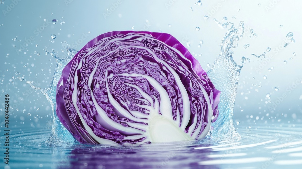 Obraz premium Purple Cabbage Splashing in Water