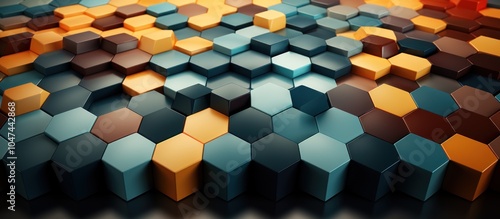 A colorful arrangement of hexagonal shapes creating a visually striking pattern.