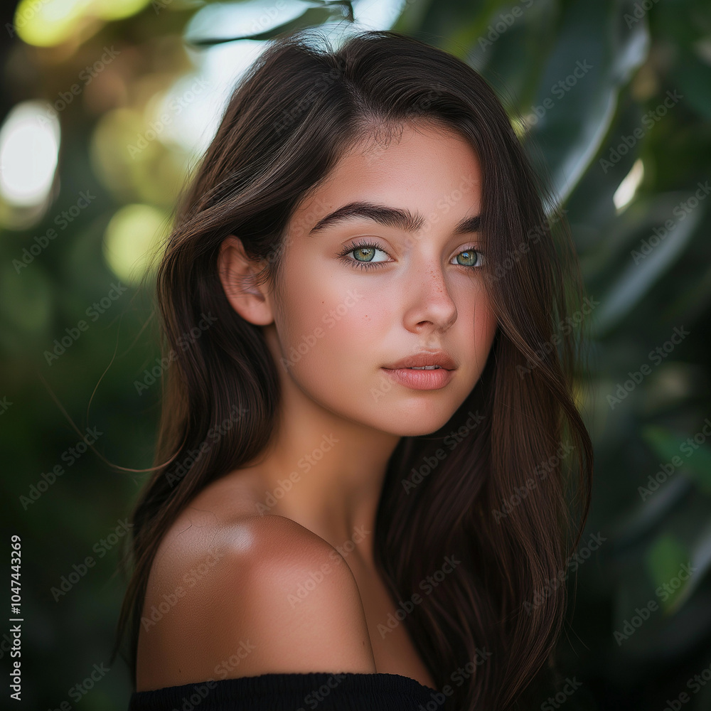 Porträt einer attraktiven jungen Influencerin im modernen Stil. Natürliches Make-up, ausdrucksstarkes Profil und stilvolle Ausstrahlung. Zeitgemäße Social-Media-Ästhetik Porträt einer attraktiven jungen Influencerin im modernen Stil. Natürliches Make-up, ausdrucksstarkes Profil und stilvolle Ausstrahlung. Zeitgemäße Social-Media-Ästhetik